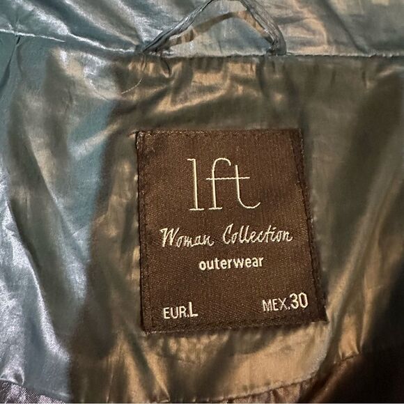 LFT Warm Collection Outwear Green Puffer Jacket With Fur Hood Size US Small - Picture 12 of 12